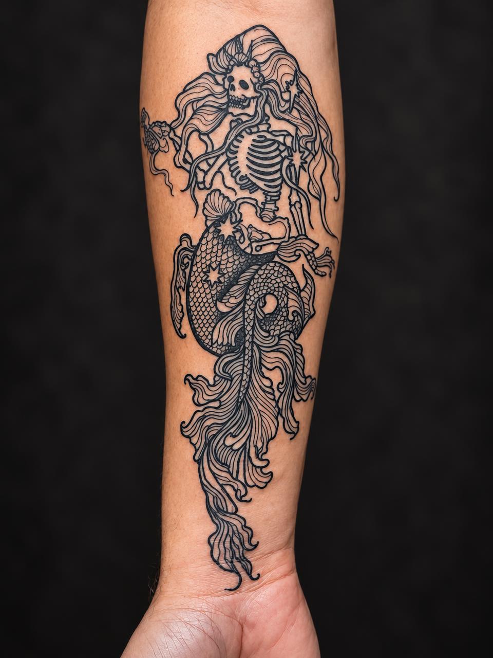 Black and grey sleeve in progress