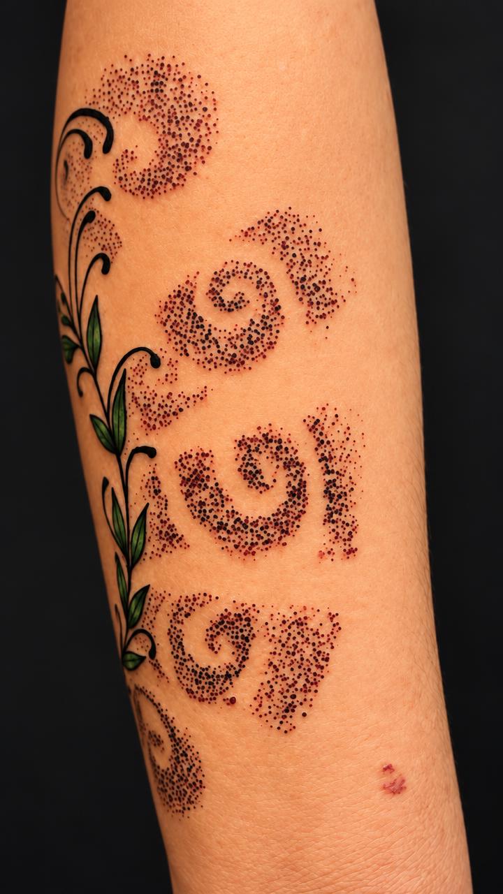 Whisky vine color tattoo