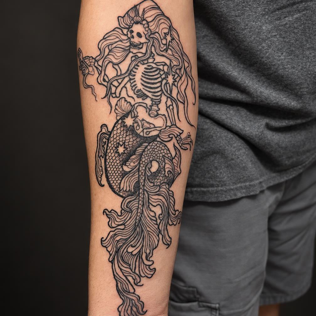 Rachel tattooing a neo traditional rose