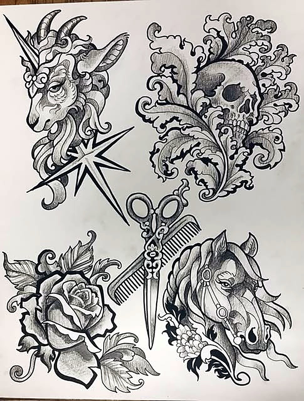 Black and grey neo traditional flash sheet